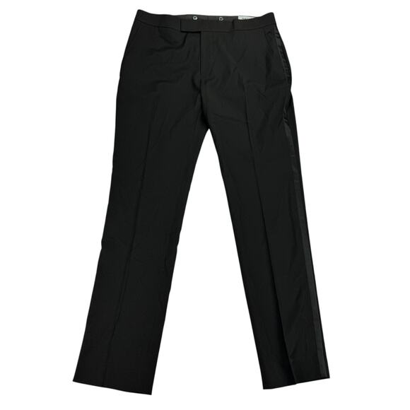 Kenneth Cole Mens Ready Flex Slim Fit Tuxedo Side Stripe Suit Pants Black 35x32 - Picture 1 of 5